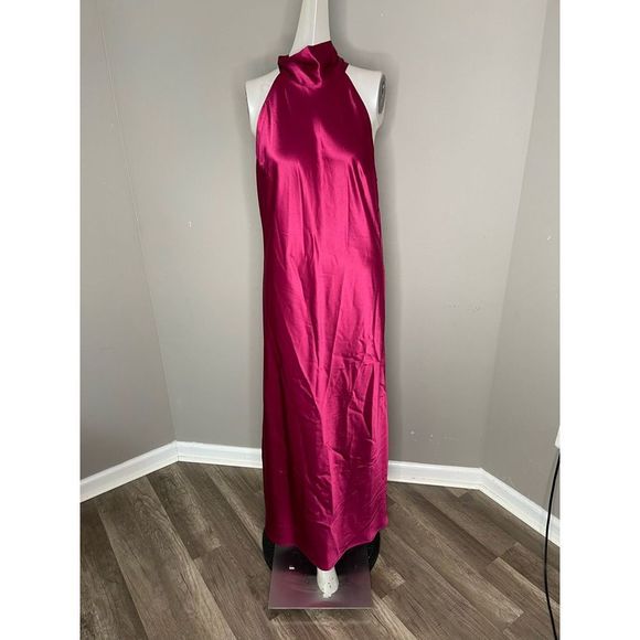 GALVAN Satin Halter Neck Dress Size FR42 (10 US) $1095 - Picture 2 of 7